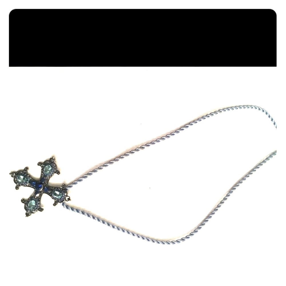 Gorgeous Vintage Sterling and Topaz Cross Necklace